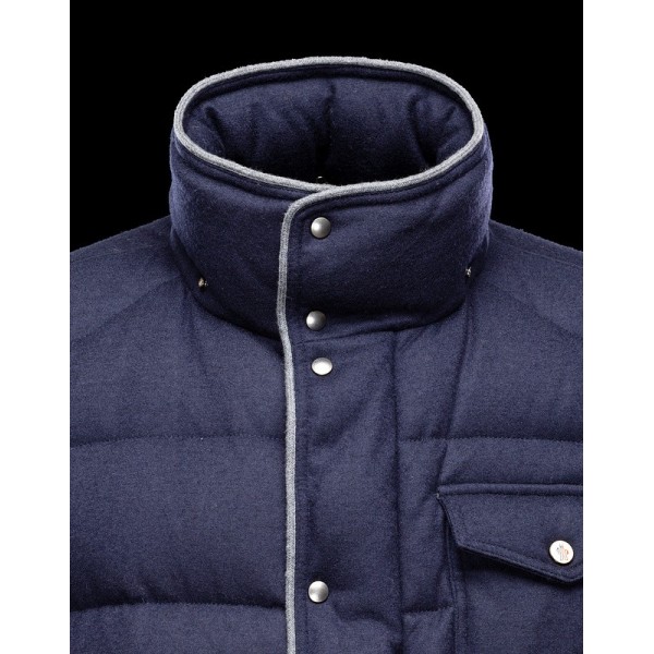 Moncler Slim Blu cappuccio staccabile caldo Uomo Cappotti uscita